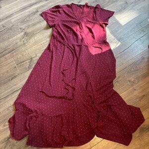 Pretty Garden - Maroon Maxi Wrap Dress